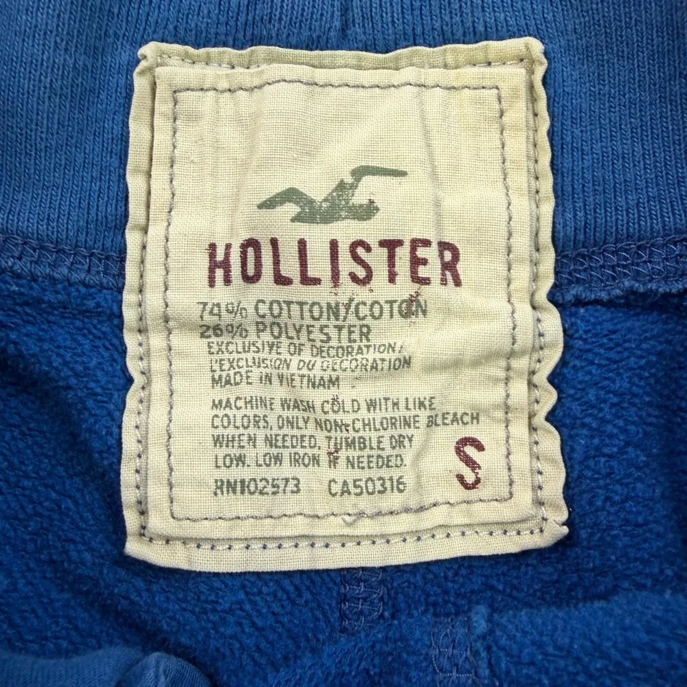 Y2K Hollister Newport Beach Cutoff Sweat Shorts Mens Small Blue Raw Hem CA Logo
